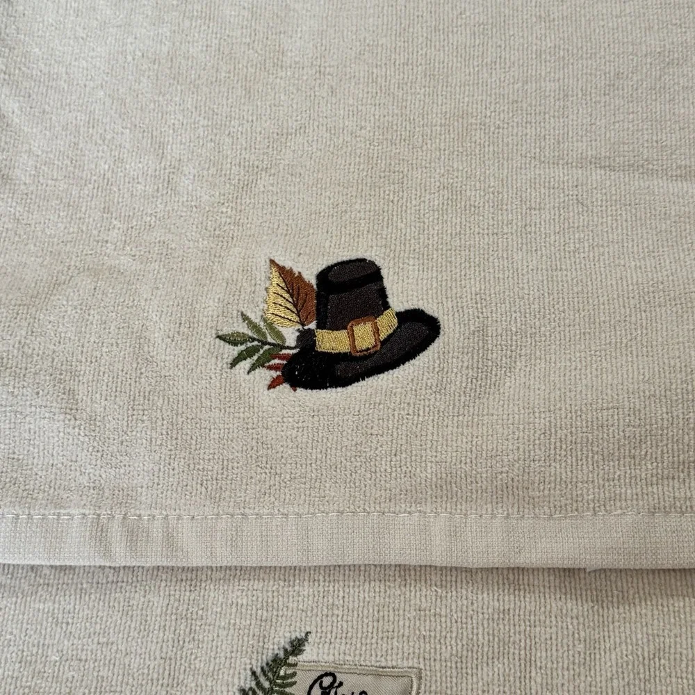 Avanti‎ Thanksgiving Hand Towels Embroidered Cotton Set of 3